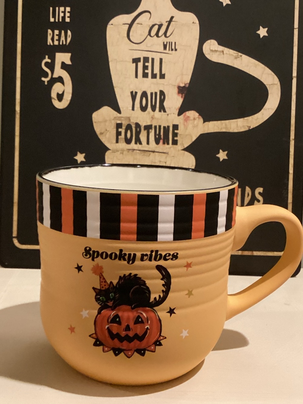 Spooky Vibes Soft Touch Retro Cat Halloween Mug 🎃